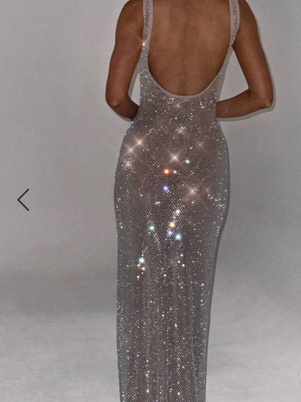 Sparkle Mesh Slip Dress - Silver - Picture 4 of 4